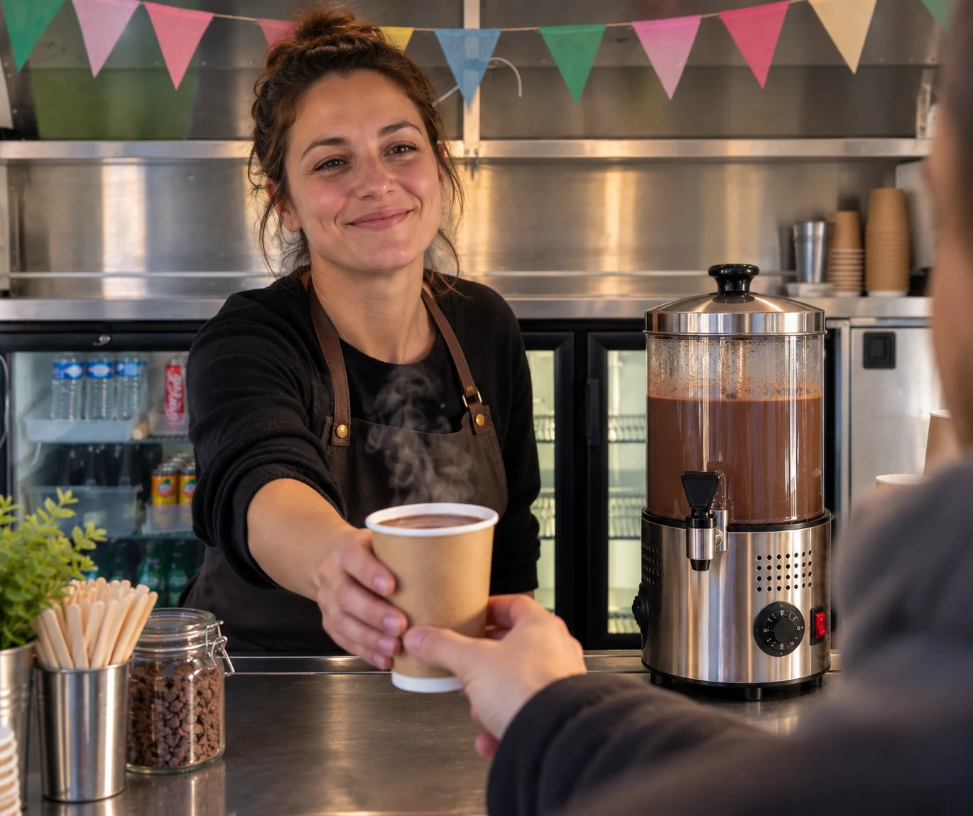 Chocolat chaud servi au comptoir du Chill’Truck